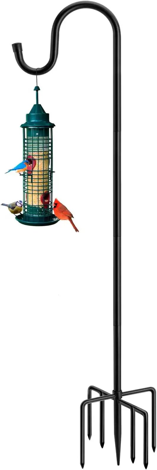 Shepherds Hooks for Outdoor with 7 Base Prongs, 72 Inches Heavy Duty Garden Bird Feeder Pole for Hanging Lantern, Plant Baskets, Solar Light Lanterns, Outdoor Plant Hanger Hook,1 Pack by GreenHaven Gardens
