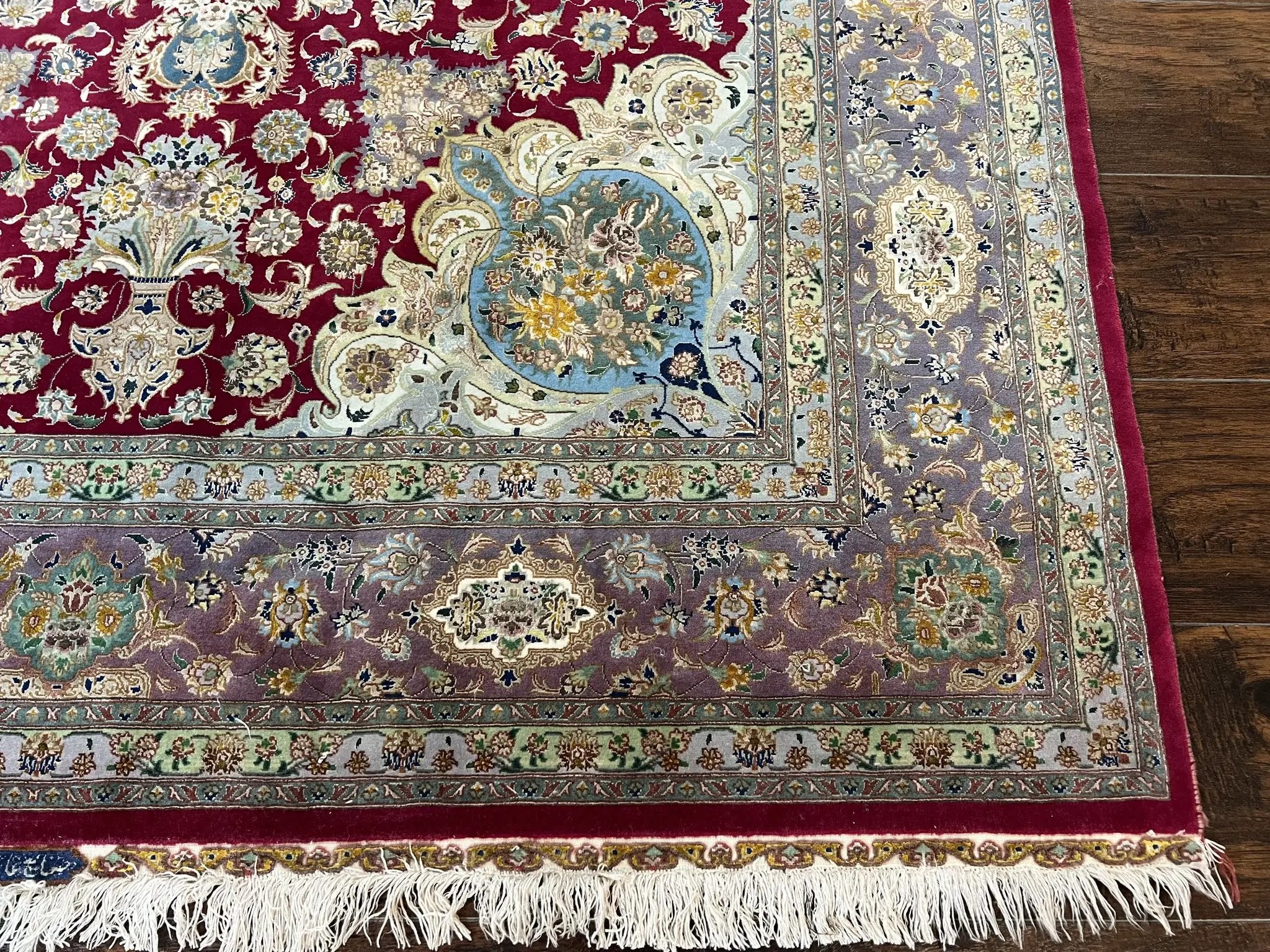 Stunning Persian Tabriz Rug 5x7, Signed by Masterweaver, Maroon, Floral Medallion, Ultra Fine 70 Raj 625 KPSI, Kork Wool Silk Foundation, Handmade by Jewel Rugs