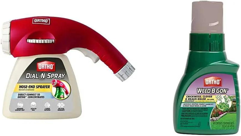 Ortho Dial N Spray Multi-Use Hose-End Sprayer Weed B Gon Chickweed Clover & Oxalis Killer for Lawns Concentrate by GreenHaven Gardens