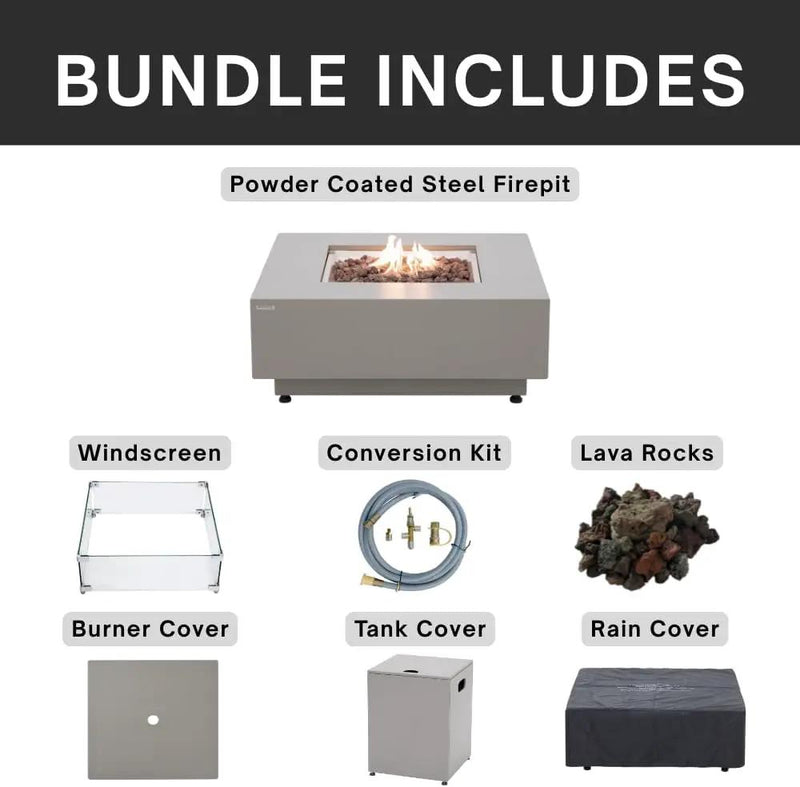 Ashton 36” Propane Fire Pit Smokeless Firepit Converts to Outdoor Gas Fire Pit for Outside Patio Firepit Table Includes Windscreen Rain & Tank Cover Lava Rocks Lid CSA Certified by GreenHaven Gardens