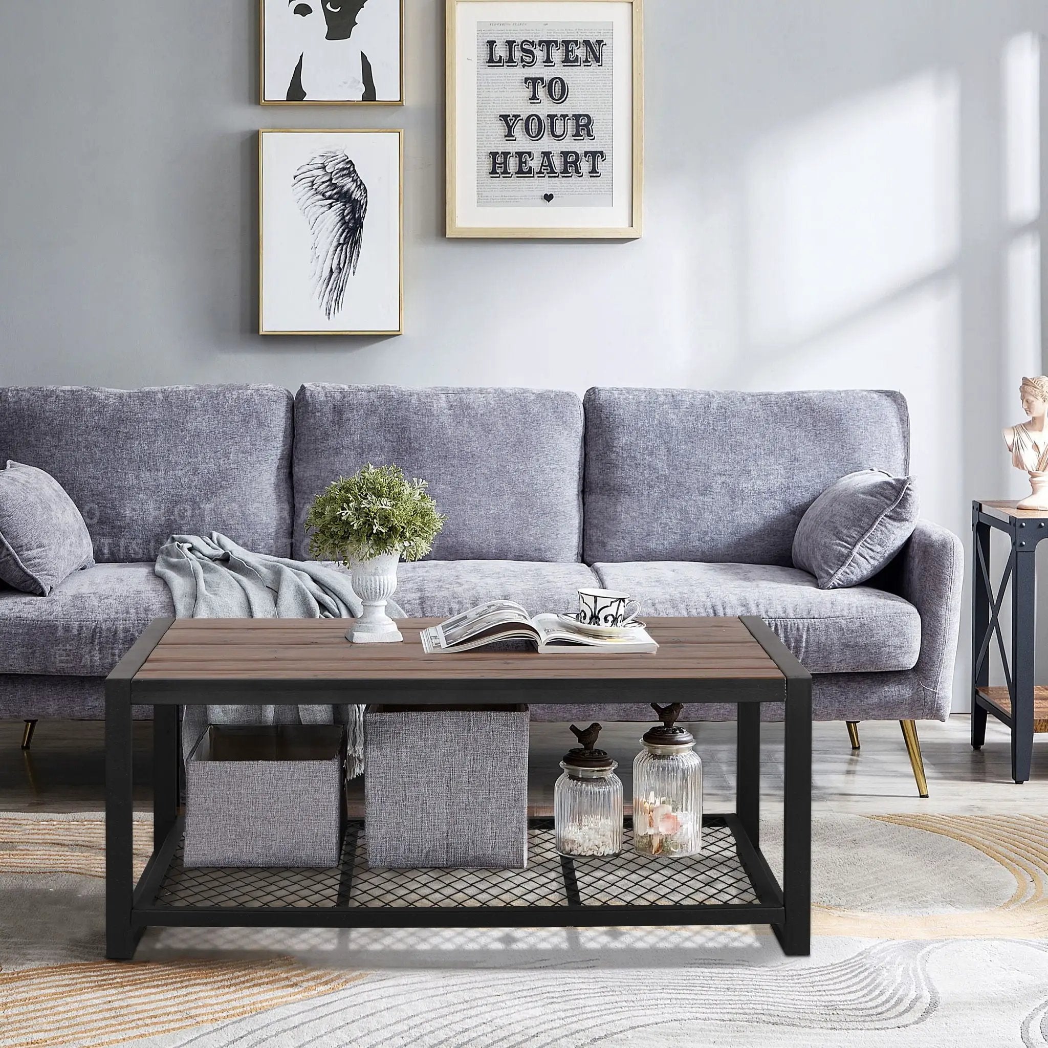Console Coffee Table With Reclaimed Wood Finish, For Living Room - Natural by HouseOfZazla