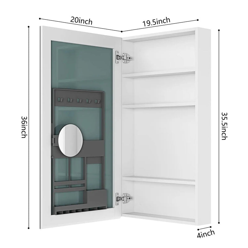 20'' W x 36'' H Surface Frameless Mirror Medicine Cabinet by HouseOfZazla