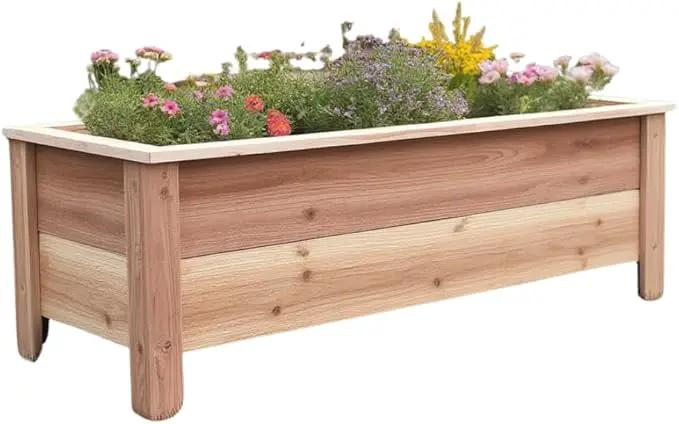 Handmade Custom Heavy Duty Rectangular Raised Cedar Wood Garden Planter Box – 46", 36", 24" – Indoor/Outdoor Farmhouse Style for Flowers & Vegetables – Made in USA (46" L x 15.5" W x 16.5" H) by GreenHaven Gardens