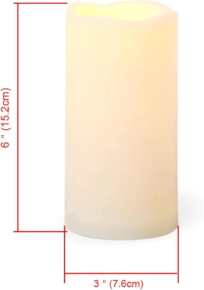 iZAN 3-Pack Outdoor Flameless LED Battery Operated Candles with Remote Waterproof Flickering Electric Pillar Candles for Halloween Chirstmas Home Wedding Party Festival Décor Long Battery Life 3”x6” by GreenHaven Gardens