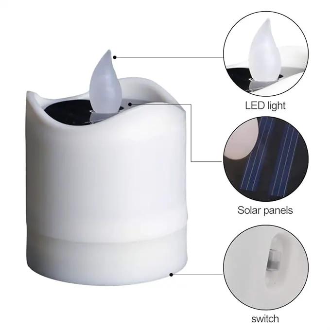 Solar Candle Lights,Flameless Candle Lights,Solar Rechargeable Tea Wax lamp,6 flameless Candle Light, Suitable for Wedding, Valentine's Day, Halloween, Christmas (Solar Candle Light) by GreenHaven Gardens