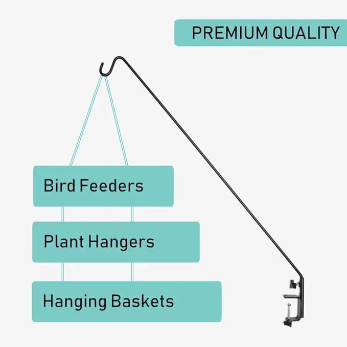 Ashman Deck Hook 32-Inch (2 Pack), Double Forged Solid Metal Single Piece Rod, Ideal for Bird Feeders, Plant Hangers, Coconut Shell Hanging Baskets, and Lanterns. by GreenHaven Gardens