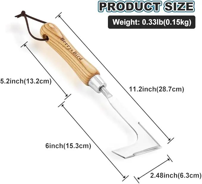 Berry&Bird Crack Weeder, Crevice Weeding Tool, 11.2" Stainless Steel Manual Weeder, L-Shaped Side-Walk Puller Spatula, Grass Cutter Knife, Weeding Sickle for Garden Lawn Yard Patio Terrace Paving Moss by GreenHaven Gardens