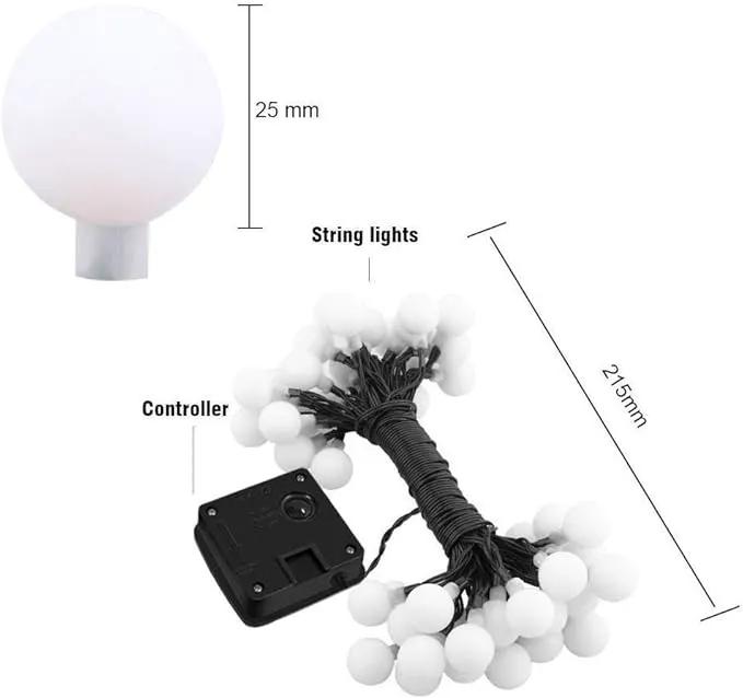 Globe Ball Fairy Lights, 50 LEDs 23ft/7M Solar Led Globe String Lights Waterproof with Two Lighting Modes for Garden Outdoor Party Christmas Decoration (Cold White) by GreenHaven Gardens