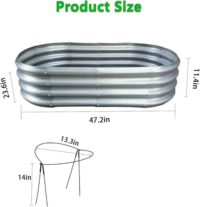 Raised Garden Bed, Outdoor Galvanized Planter Boxes, Galvanized Garden Beds Outdoor with Metal Plant Stakes, Large Raised Garden Stock Tank, Garden Beds for Vegetables Planter 4×2×1ft by GreenHaven Gardens