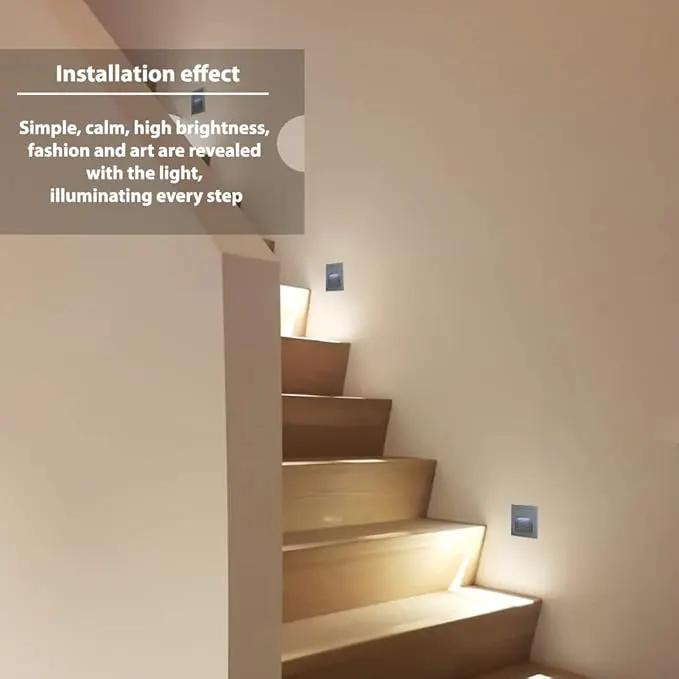4Pack 3W LED Recessed Wall Light, 85-230V Step Lights Cool White 6000K, IP65 Waterproof Stair Light Staircase Light lamp, Inside Outside Garden Balcony Corridor, Aluminum, 120V Grey by GreenHaven Gardens
