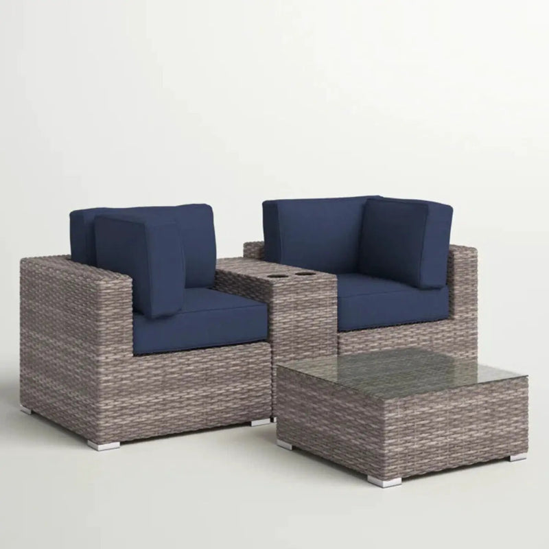 Wicker Seating Group Set With Table And Cushions by Unique Piece Furniture