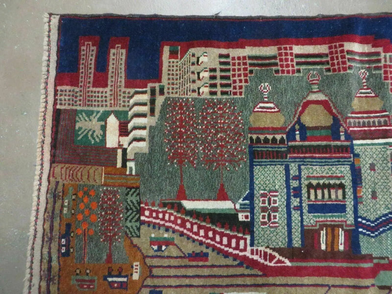 3' X 5' New Vintage Handmade Afghan Balouch Tribal Wool Pictorial Rug # 302 by Jewel Rugs