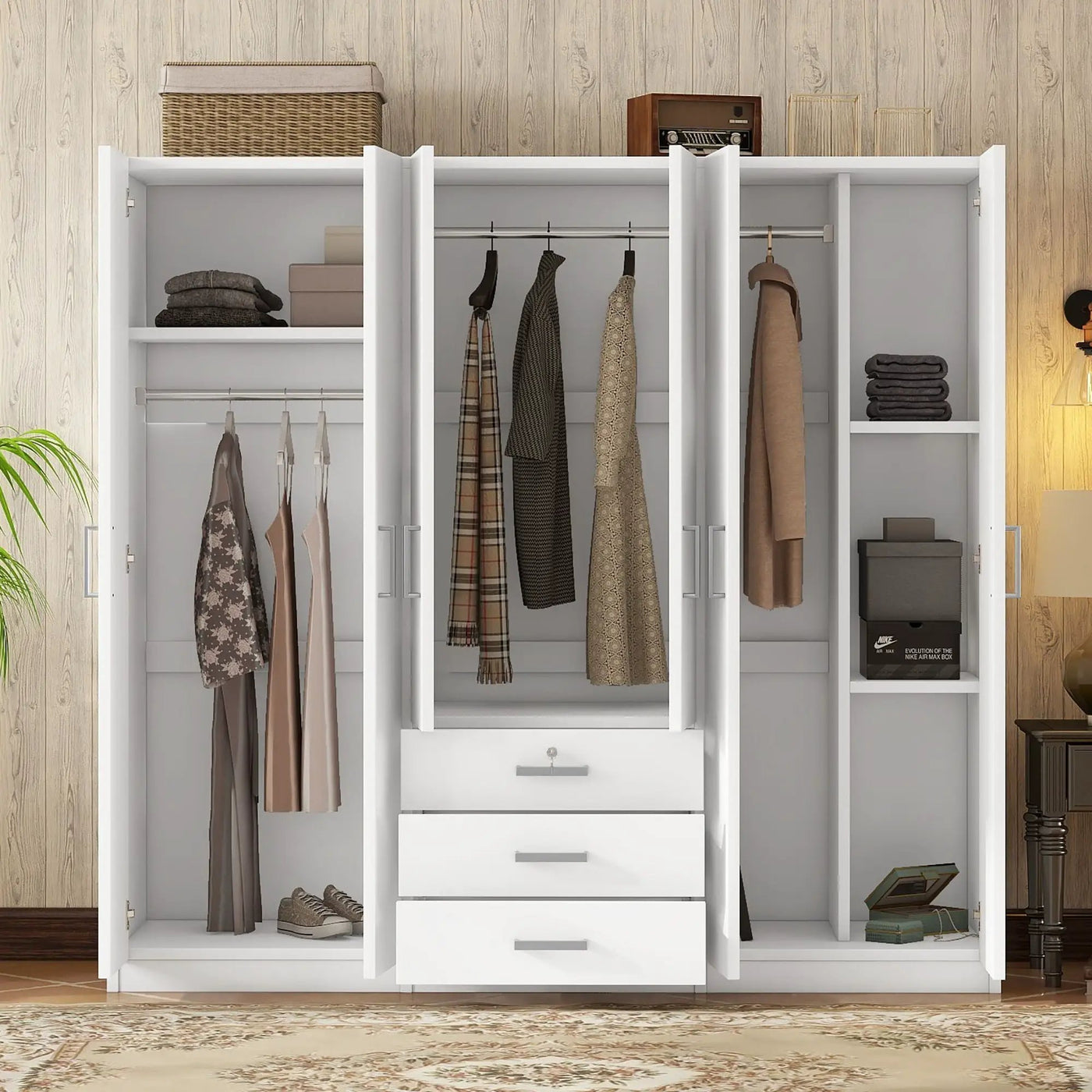 6 Doors Wardrobe Storage For Bedroom, With Big Drawers by Unique Piece Furniture