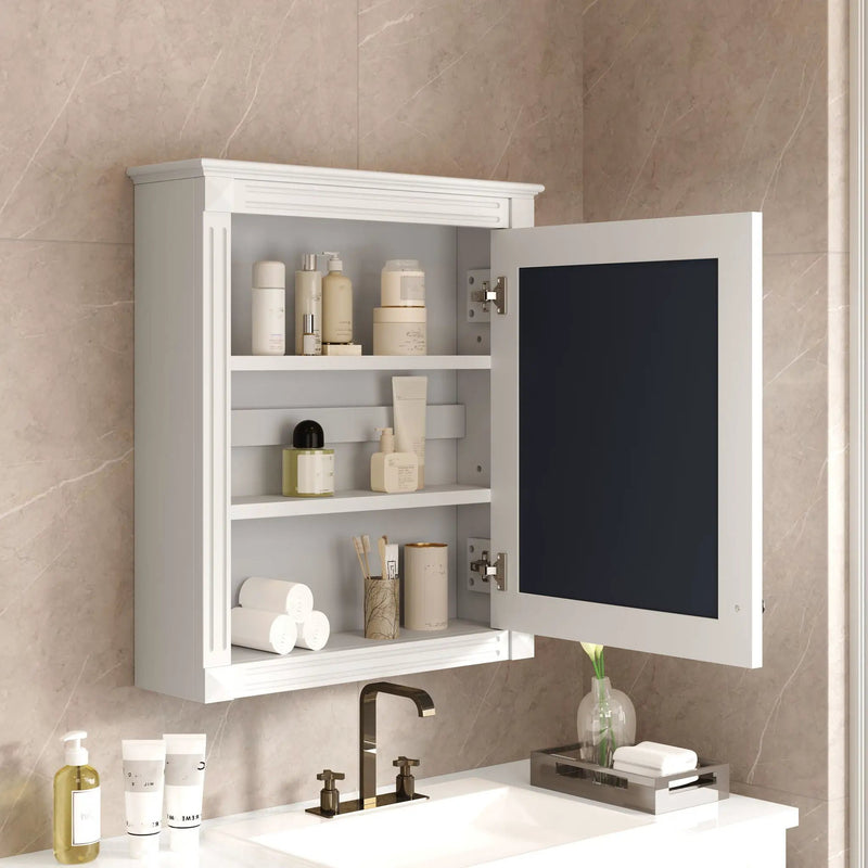 Wall Mounted Bathroom Storage Cabinet With Mirror, Medicine Cabinet With Height Adjustable Shelf by Unique Piece Furniture