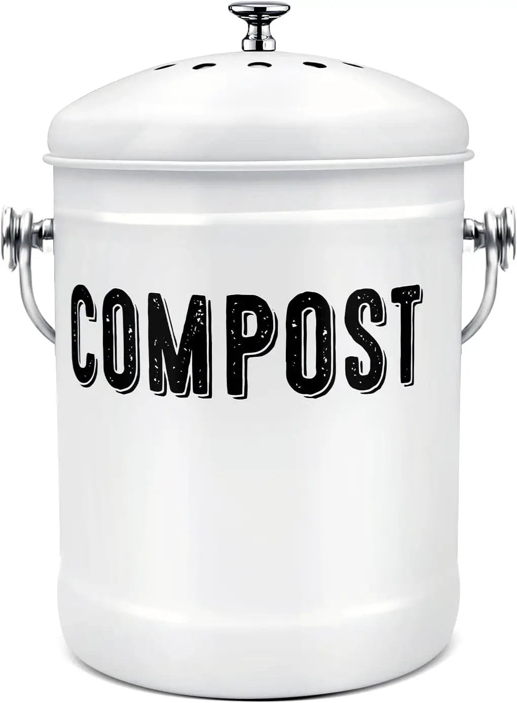 Compost Bin Kitchen, ENLOY Countertop Compost Bin with Lid Use for Kitchen Food Waste, Powder Coated Rust Proof Odorless Compost Bucket, 1.3 Gallon, White by GreenHaven Gardens