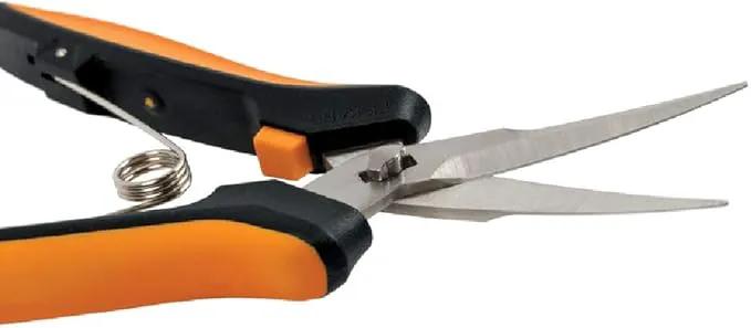 Fiskars Curved Micro-Tip Pruning Snips - 6" Garden Shears with Sheath and SoftGrip Handle - Yard and Garden Tools - Orange/Black by GreenHaven Gardens