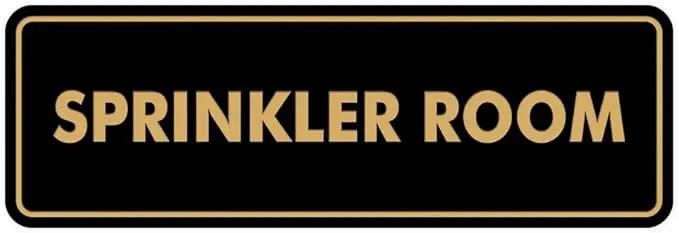 Signs ByLITA Standard Sprinkler Room Sign (Black/Gold) - Small by GreenHaven Gardens