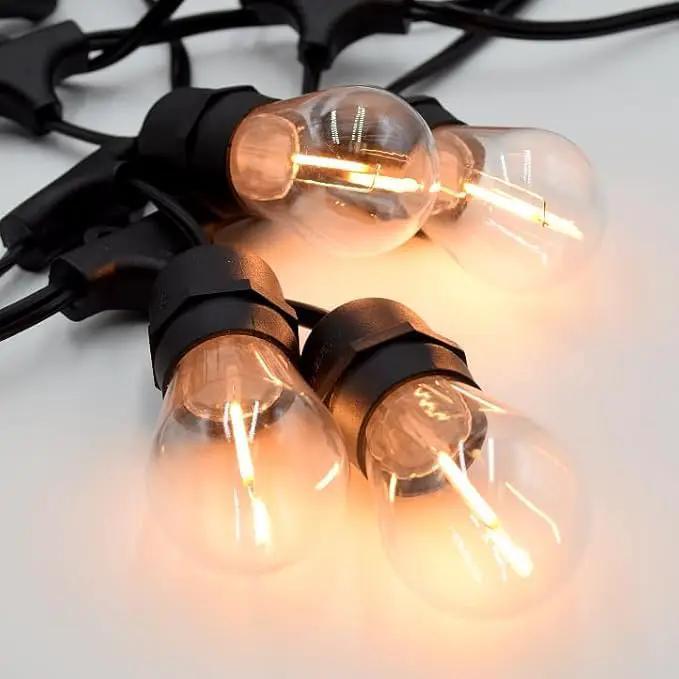 Hometown Evolution, Inc. E26 Outdoor Commercial String Lights with Suspended Socket for Weatherproof Heavy Duty Vintage Outside Lighting (S14 LED Plastic, 24 Foot 12 Socket) by GreenHaven Gardens