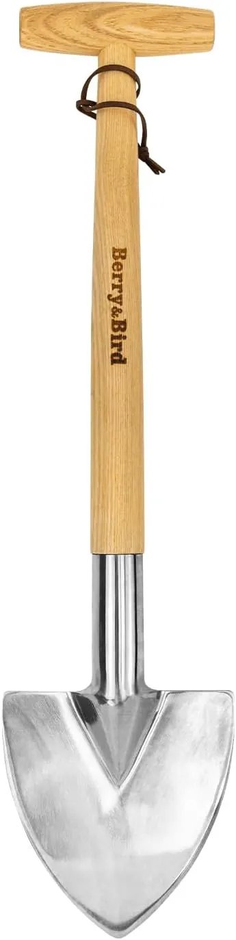 Berry&Bird Perennial Spade, 21.6''Long Trowel for Gardening Root Cutting Tool with Sharp Stainless Steel Blade, Wooden Handle Small Shovel Hand Edger Garden Tool for Planting, Digging & Transplanting by GreenHaven Gardens