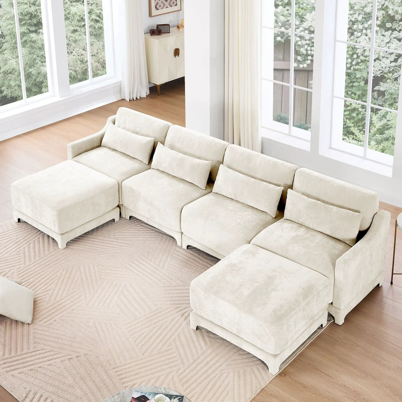 Stylish Sofa With Ottoman And Lumbar Pillows, Ergonomic Design by Unique Piece Furniture