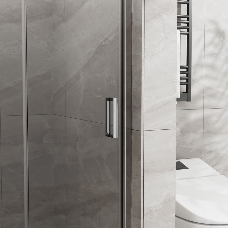 Bifold Frameless Glass Shower Door With Pivot Swing Panel, Tempered Clear Glass by HouseOfZazla