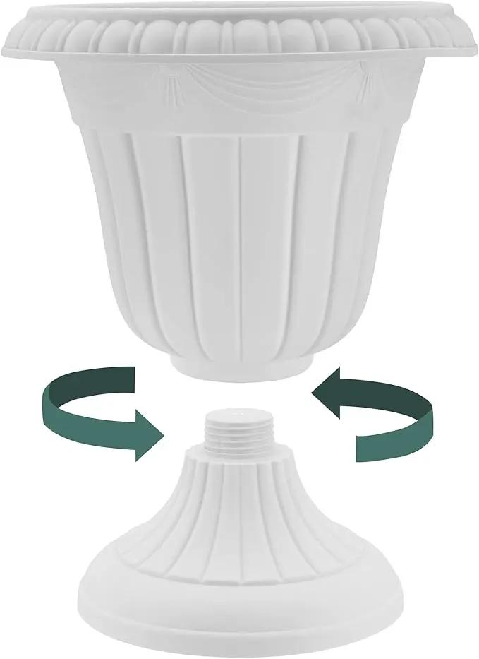 PL10CP Classic Traditional Plastic Urn Planter Indoor/Outdoor, 15" x 13", Brushed Copper by GreenHaven Gardens