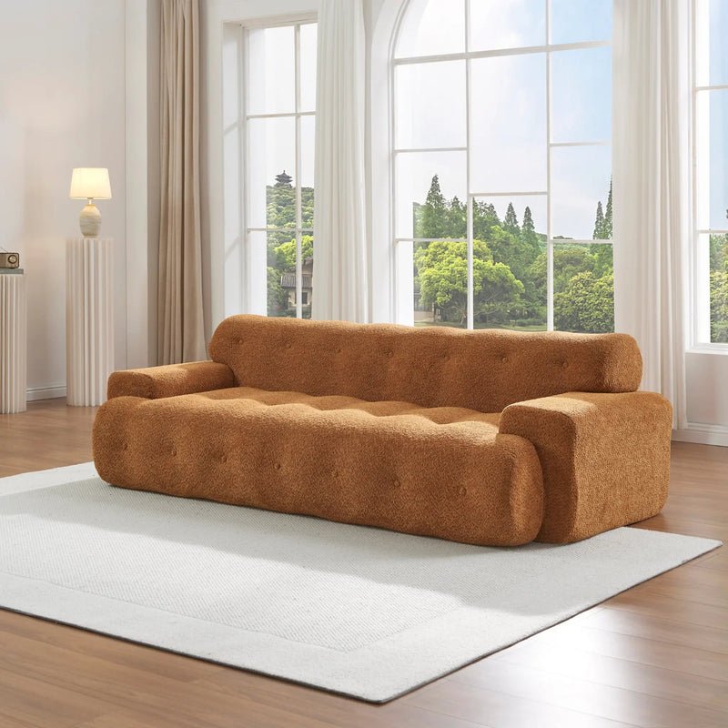 88 in. Cloud 3 Seater Boucle Sofa with Button Tufted Comfy Upholstered Couch, Nomad by HouseOfZazla