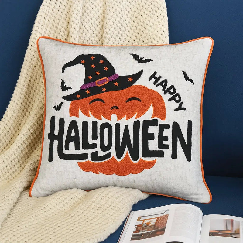 Happy Halloween Pumpkin Witch Throw Pillow Set of 2 by HouseOfZazla