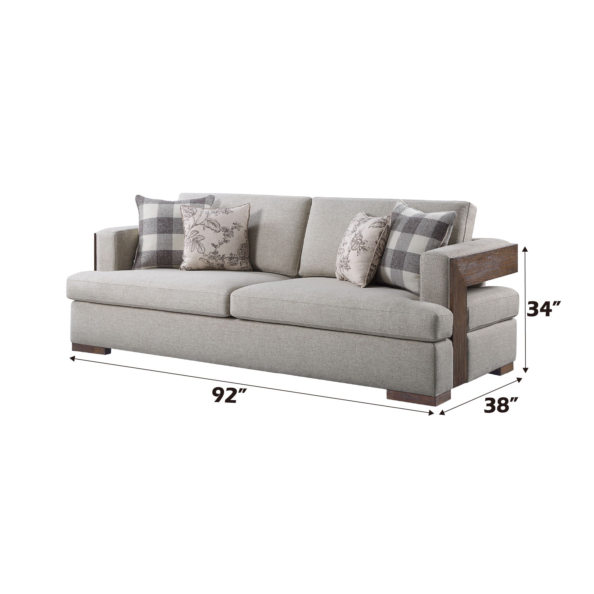 Niamey - Sofa With 4 Toss Pillows - Walnut by HouseOfZazla