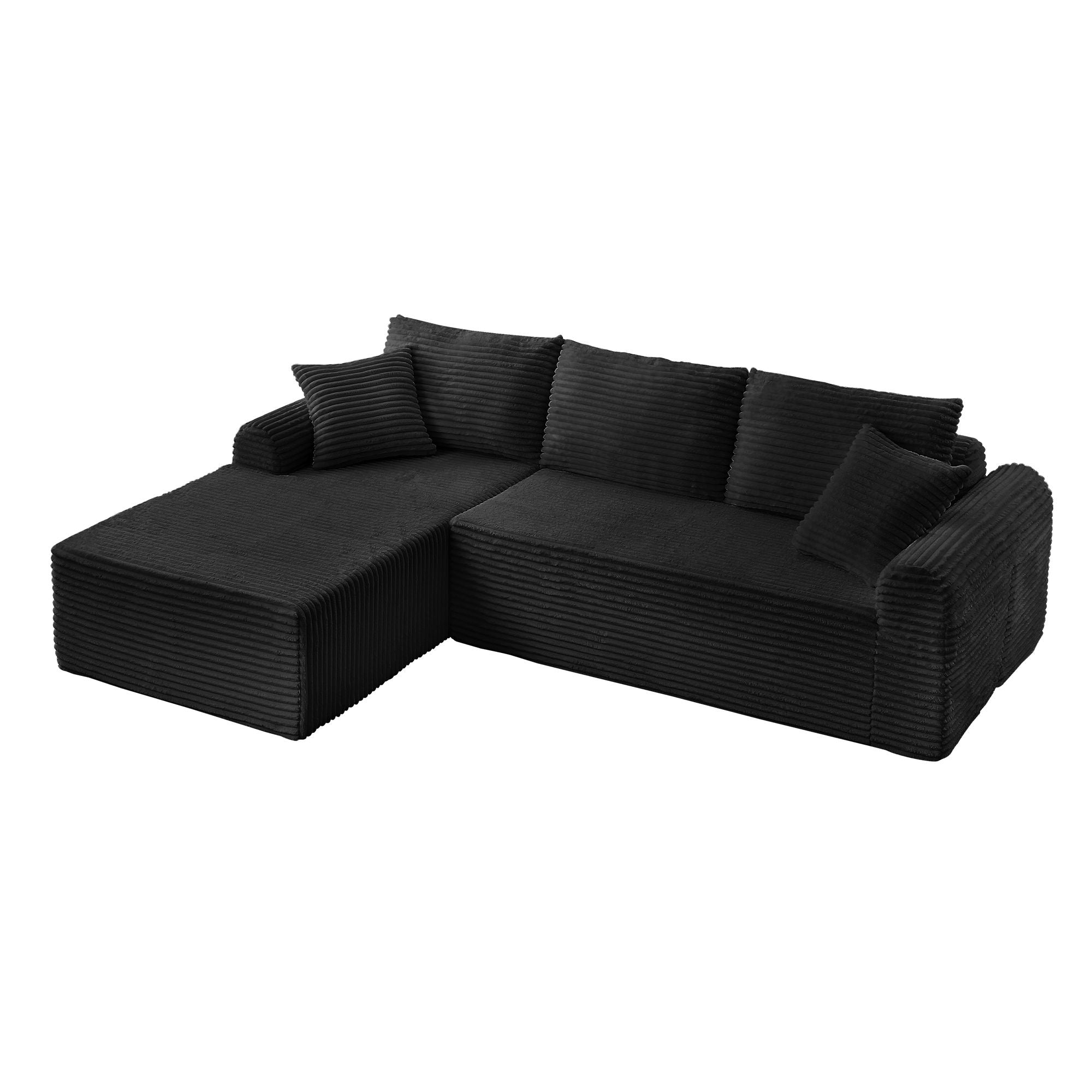Modular Sectional With Arched Armrests, Includes 3 Back Cushions & 2 Throw Pillows by HouseOfZazla