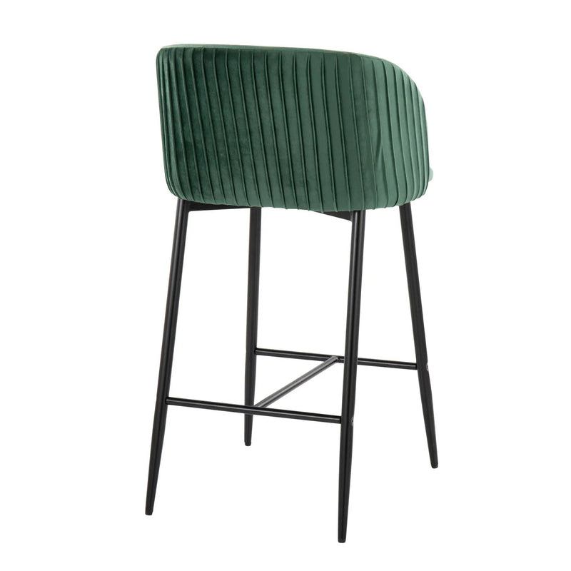 Fran - Pleated Waves Contemporary, Fixed Height Counter Stool (Set of 2) by HouseOfZazla