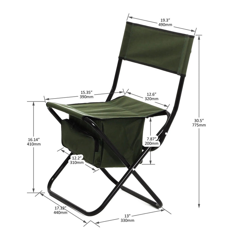 Folding Outdoor Chairs With Storage Bag, Portable Chair For Indoor, Outdoor Camping, Picnics And Fishing by HouseOfZazla