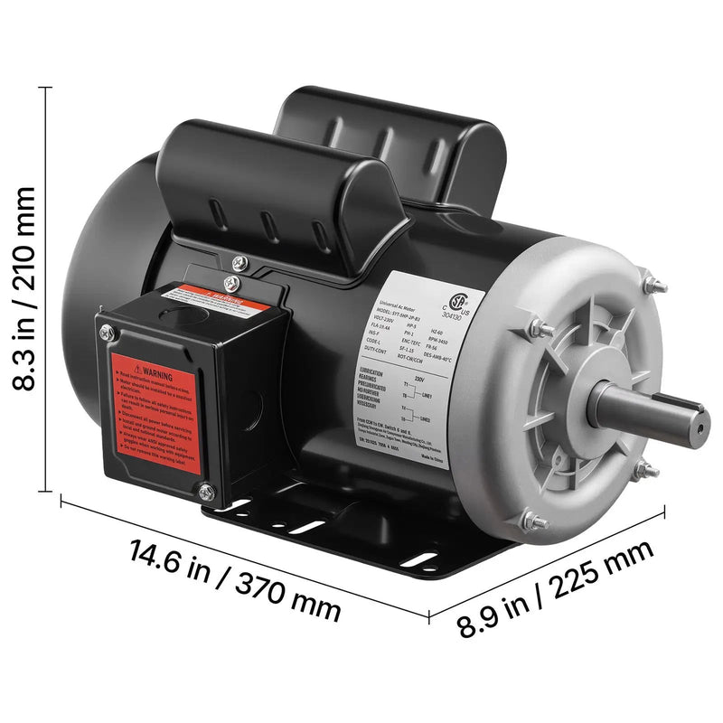 5 HP Electric Motor for Air Compressors, 3450 RPM, Single-Phase 230V by HouseOfZazla