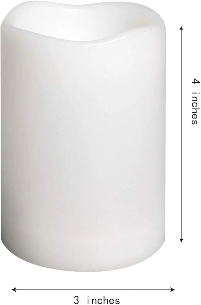 CANDLE CHOICE Waterproof Outdoor Battery Operated Flameless Candles Remote Timer White Plastic Realistic Flickering Fake Electric LED Pillars Lantern Garden Wedding Christmas Decorations 3”x4” 6 Pack by GreenHaven Gardens