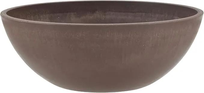 PSW Pot M30C Collection Shallow Garden Bowl Low Planter for Succulents, Bonsai, Fairy Gardens, Herbs, 12-inch, Chocolate by GreenHaven Gardens