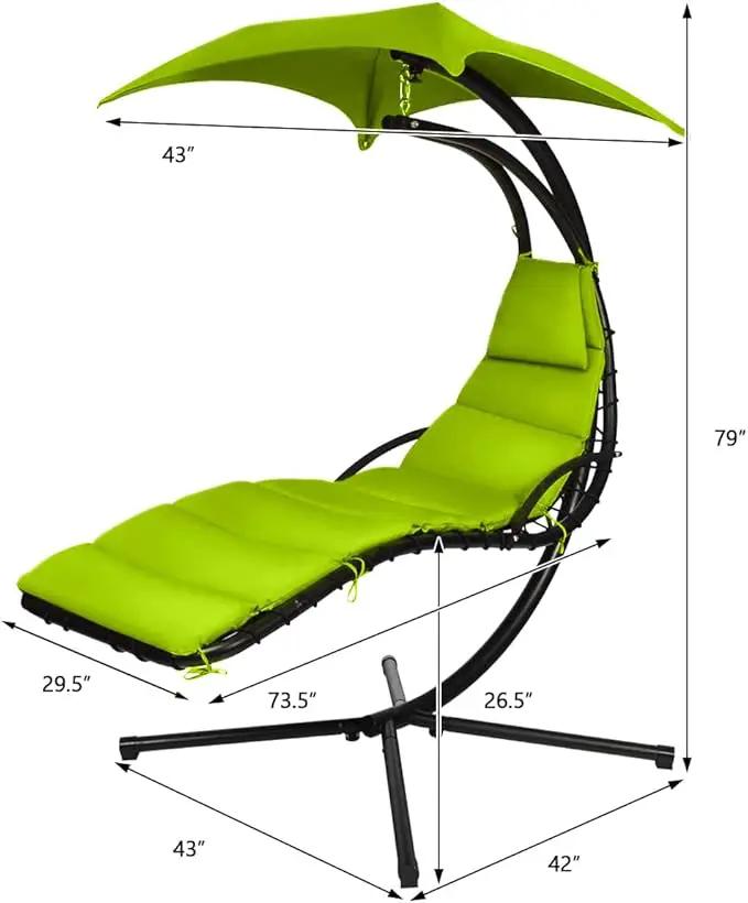 Weatherproof Replacement Cushion Pad and Umbrella for Hanging Lounge Chair Outdoor Chaise Hanging Hammock Chair - Long-Lasting, Fade-Resistant, Quick-Dry, Outdoor Lounge Replacement Set (Green) by GreenHaven Gardens