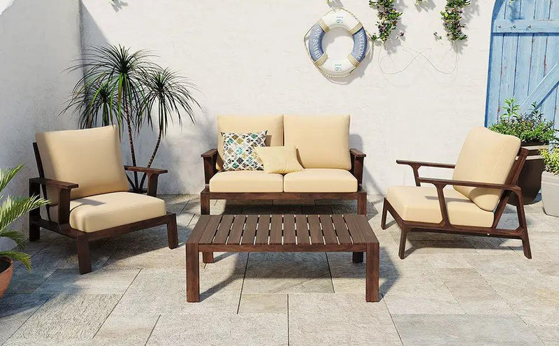4 Pieces Outdoor Sofa Set with Cushions and Coffee Table by HouseOfZazla