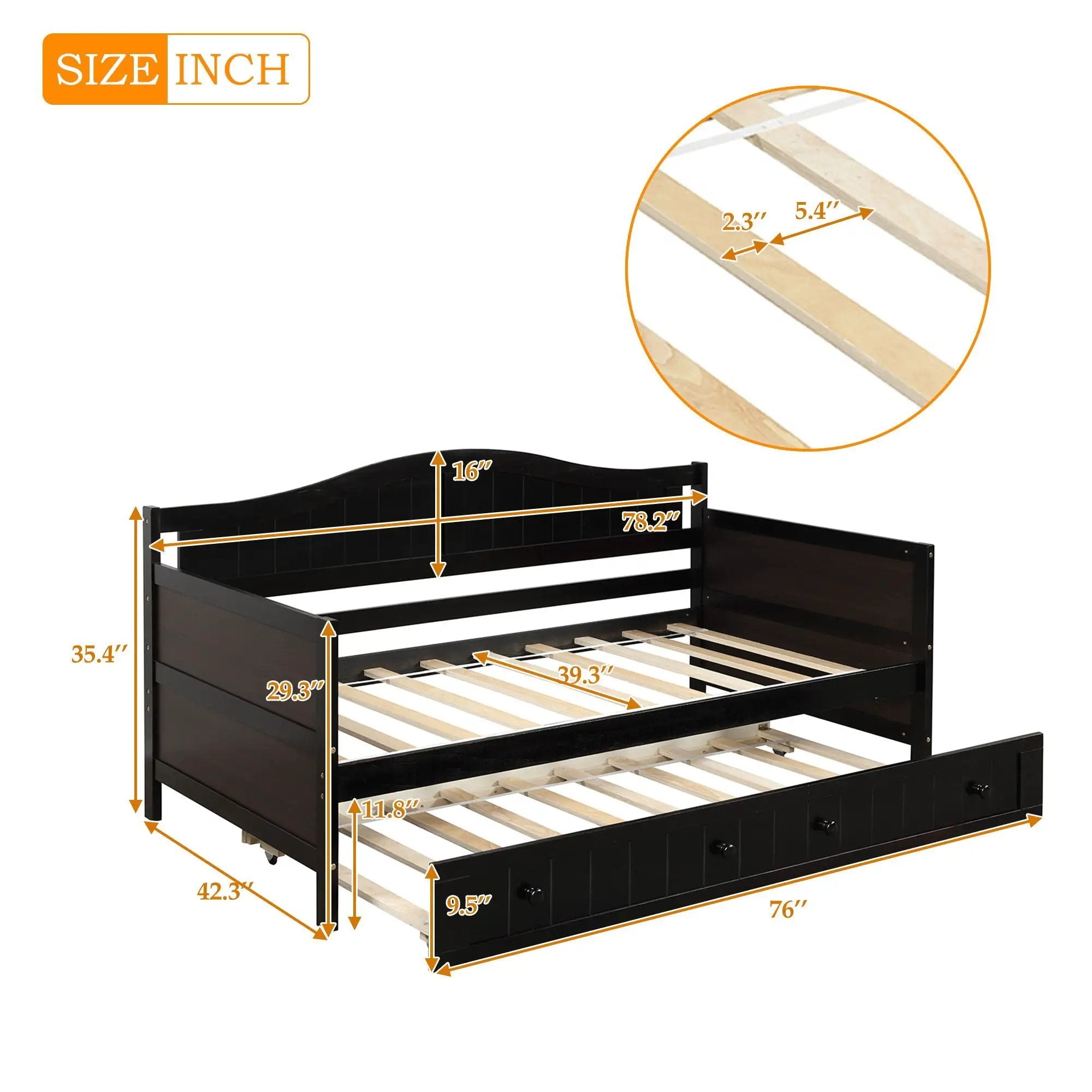 Wooden Daybed, Sofa Bed, No Box Spring Needed by HouseOfZazla
