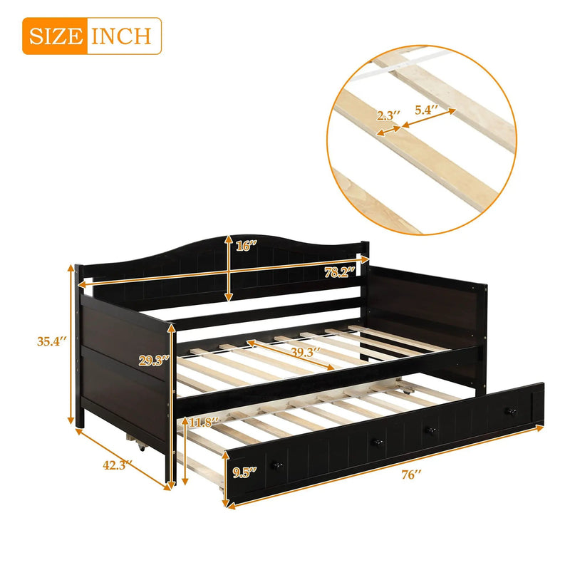 Wooden Daybed, Sofa Bed, No Box Spring Needed by HouseOfZazla
