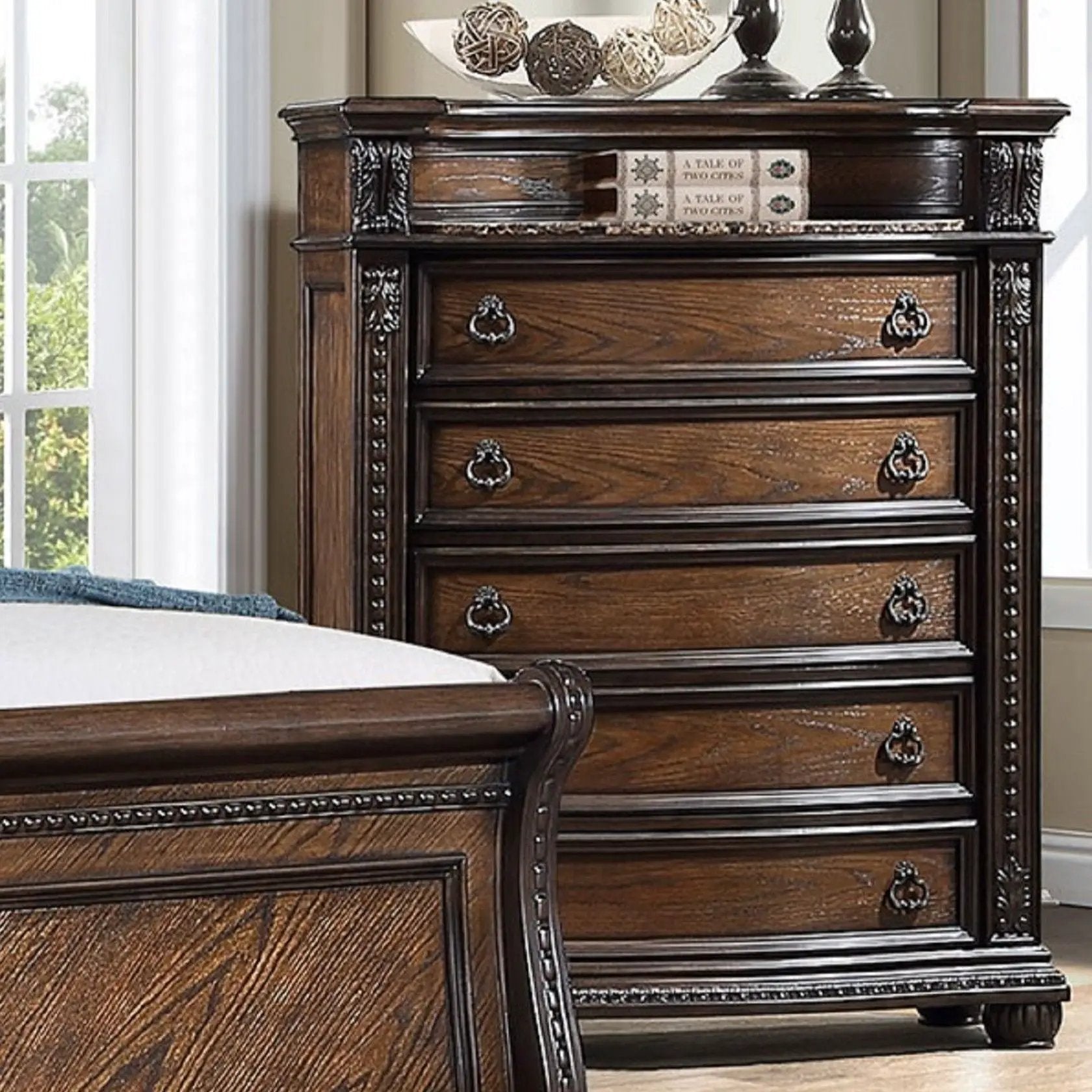 5 Drawer Tall Chest - Brown / Coffee by Unique Piece Furniture