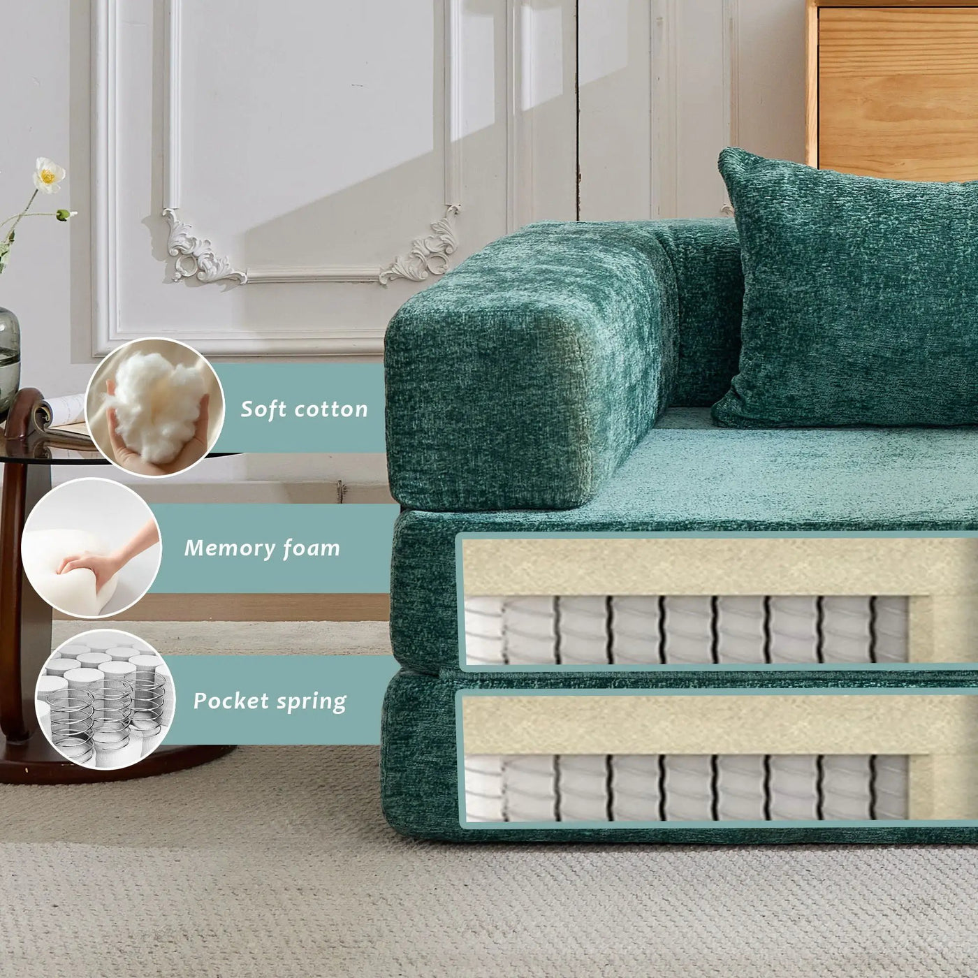 Convertible Floor Sofa Bed With Fixed Shape Frame For Living Room by HouseOfZazla