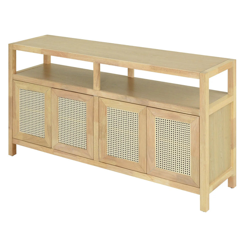 Bohemian Style Rattan Buffet Storage Cabinet with Solid Wood Frame by HouseOfZazla