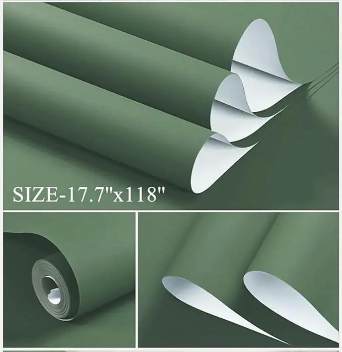 Dimoon 590''x23.6'' Green Peel and Stick Wallpaper Contact Paper Modern Self Adhesive Wall Paper Removable Renter Friendly Textured Solid Color Shelf Cabinet Vinyl Roll (590''x23.6'',Dark Green) by GreenHaven Gardens