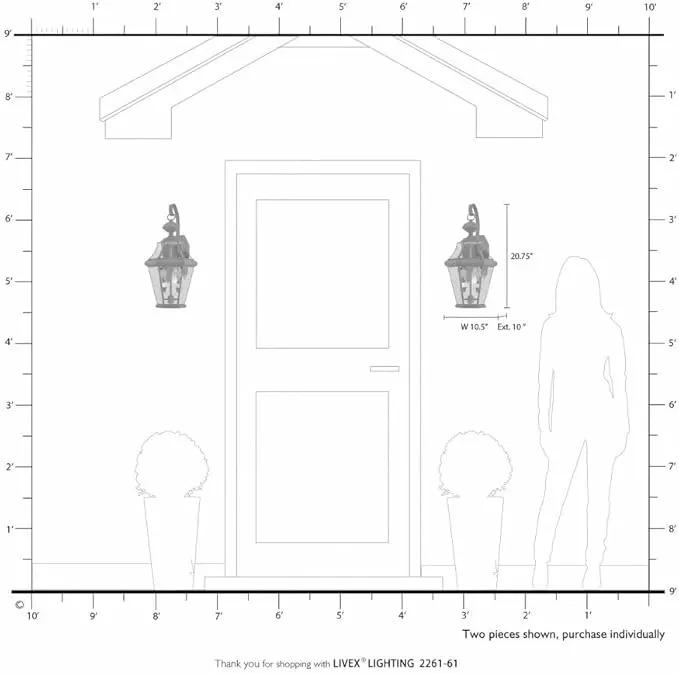 Livex Lighting 2261-91 Georgetown 2 Light Outdoor Wall Lantern, Brushed Nickel by GreenHaven Gardens