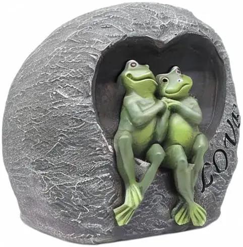 Artisan Flair Lover Frog Statues for Garden - Resin Frogs Couple Figurines Romantic - Yard Animal Decor Frog Stuff Outdoor Lawn Ornament, Green, 7.09 X 4.33 X 7.09 Inches, AF15813 by GreenHaven Gardens