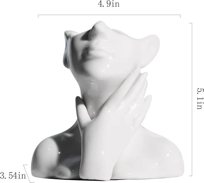 XSMXLNKWL Ceramic Face Vase White Flower Vase for Decor, Female Face Vase Art, Modern Decorative Vase Centerpiece for Table, Shelf, Living Room, Office, Bedroom, Small by GreenHaven Gardens