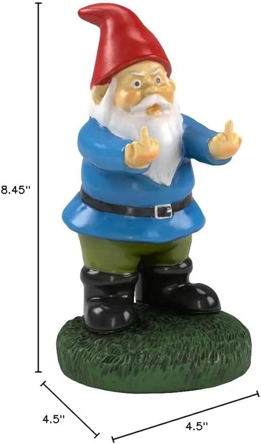 Gnometastic Middle Finger Gnome, 8.45in Tall - The Original Double Bird Garden Gnome Statue - Outdoor Funny Gnome Decoration and Lawn Ornament by GreenHaven Gardens