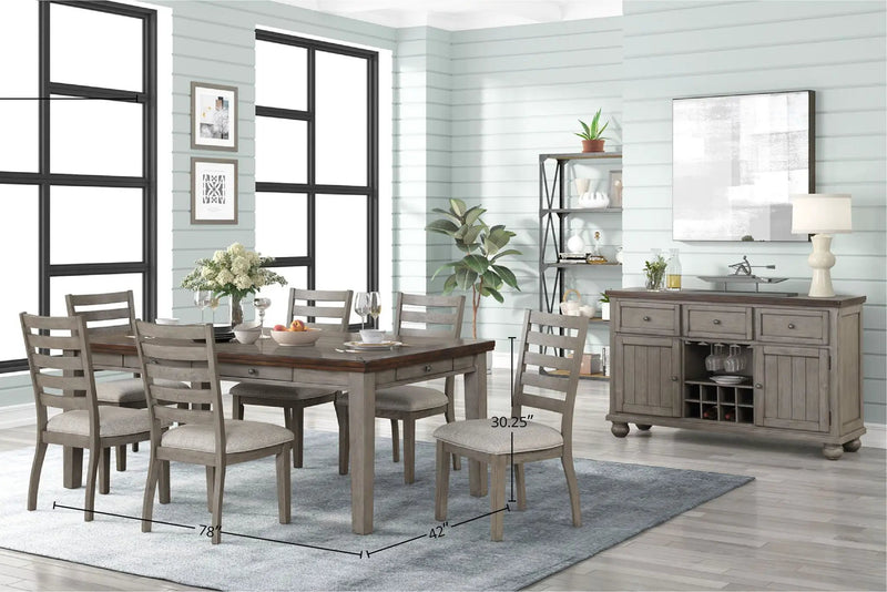 2 Tone 6 Drawer Dining Table - Gray by Unique Piece Furniture
