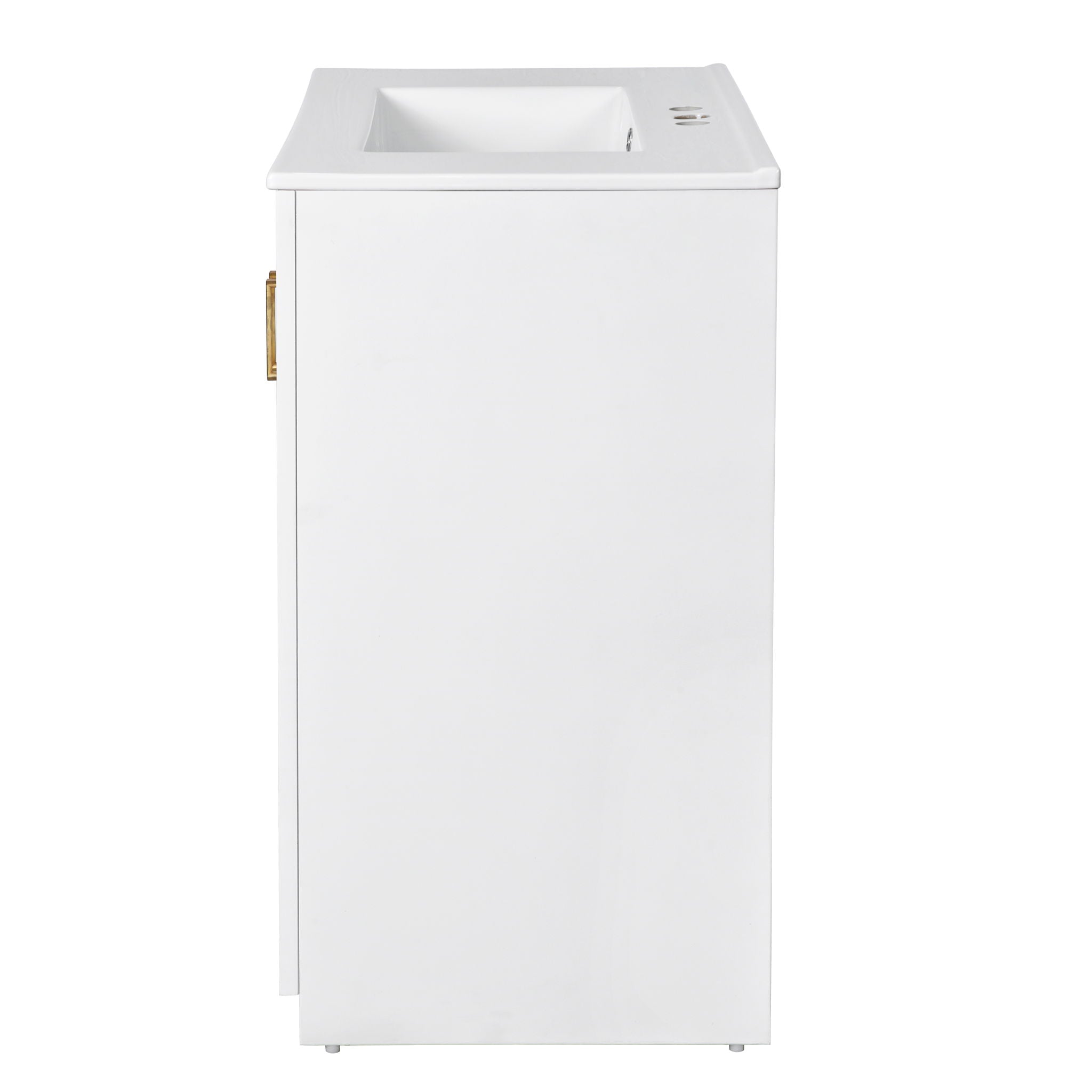 Ceramic Sink Combo, Freestanding Vanity Set With 3 Drawers & Soft Closing Doors by HouseOfZazla