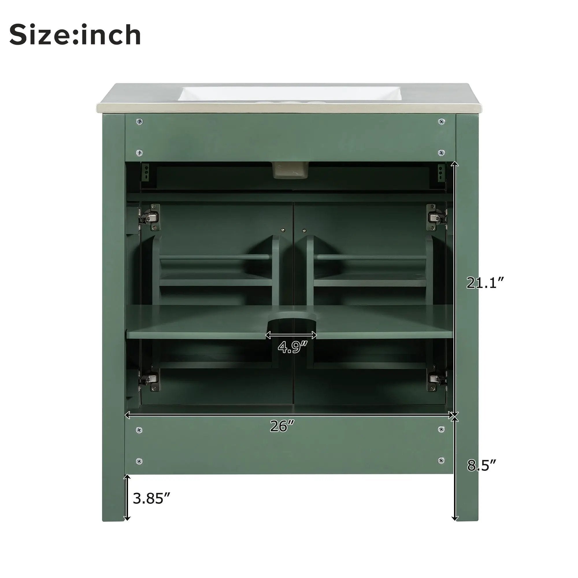 Bathroom Vanity With Ceramic Sink, Modern Single Bathroom Cabinet With 2 Doors And A Shelf, Soft Close Doors by HouseOfZazla